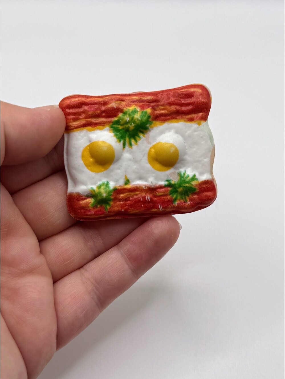 1:6 Scale Vintage Dollhouse Food Miniature Plastic Bacon Fried Eggs Breakfast